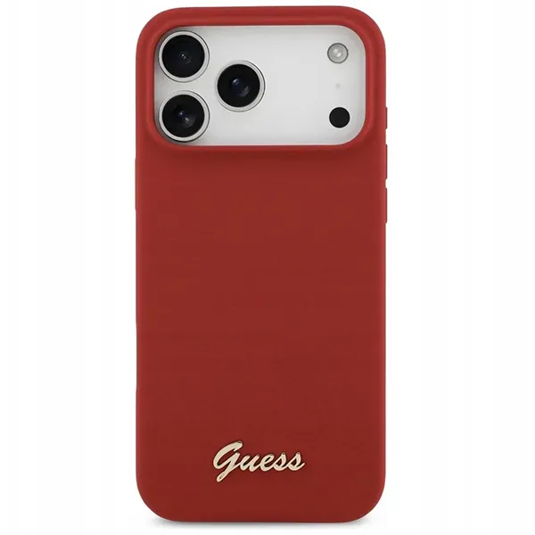 Guess для iPhone 17 Pro чехол Liquid silicone Gold metal logo & Camera Hard Magenta (MagSafe)