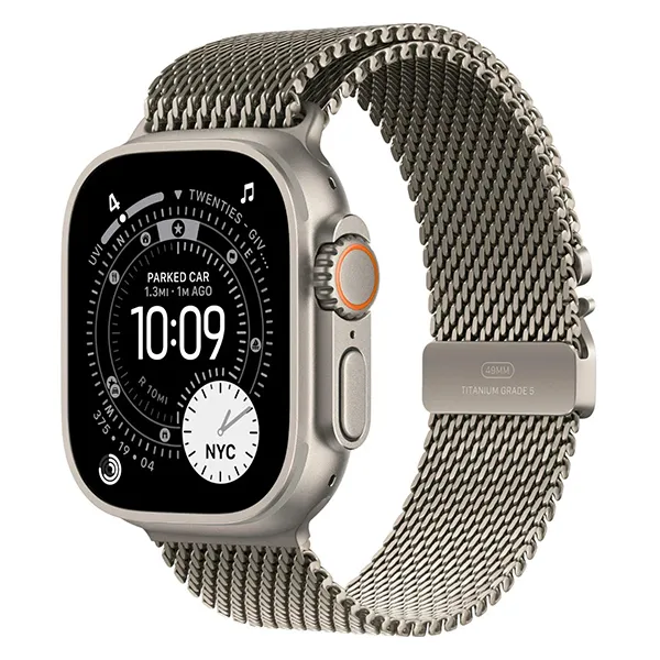 Apple Watch Series Ultra 3 49mm Natural Titanium Case with Natural Titanium Milanese Loop M