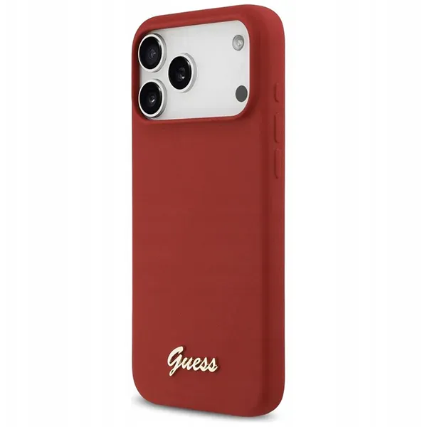 Guess для iPhone 17 Pro чехол Liquid silicone Gold metal logo & Camera Hard Magenta (MagSafe)