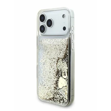 Guess для iPhone 17 Pro Max чехол Liquid Glitter Charms Hard Gold