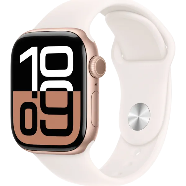 Apple Watch Series 10 46mm Aluminum Rose Gold Case Light Blush Sport Band S/M