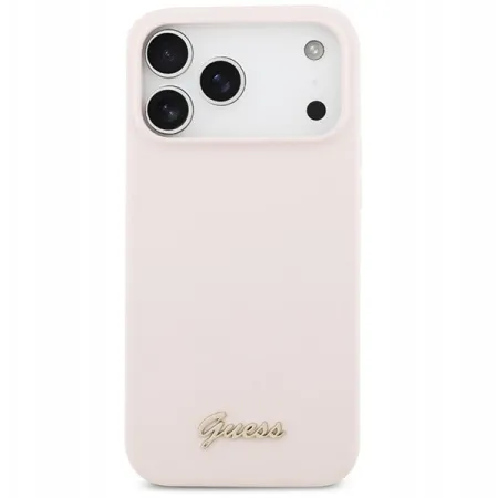 Guess для iPhone 17 Pro Max чехол Liquid silicone Gold metal logo & Camera Hard Pink (MagSafe)