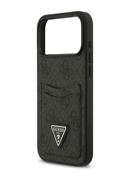 Guess для iPhone 17 Pro Max чехол PU 4G Double cardslot Triangle metal logo Hard Black