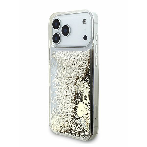 Guess для iPhone 17 Pro Max чехол Liquid Glitter Charms Hard Gold