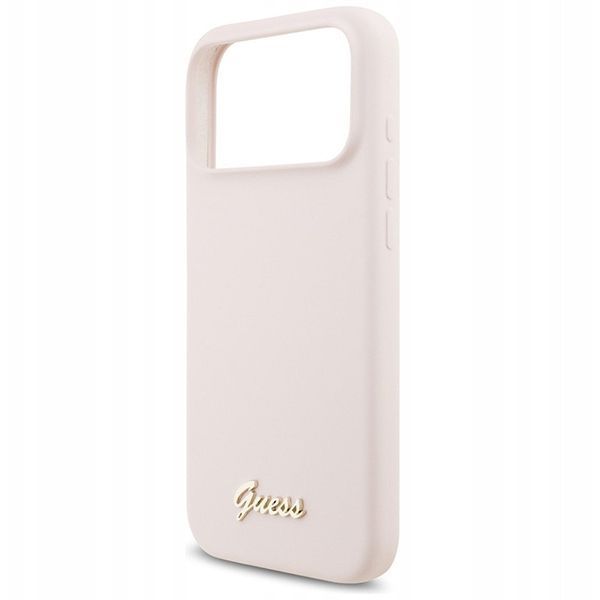 Guess для iPhone 17 Pro Max чехол Liquid silicone Gold metal logo & Camera Hard Pink (MagSafe)