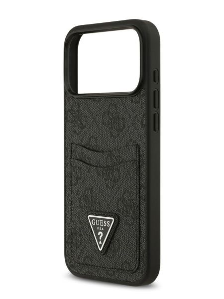 Guess для iPhone 17 Pro Max чехол PU 4G Double cardslot Triangle metal logo Hard Black